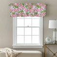thumbnail image 3 of Spring Floral Valance Curtain Watercolor Flower Green Leaves Blue Background Window Valances Rod Pocket Short Curtains Window Treatments for Kitchen Bedroom Bathroom Laundry 54" x 18", 3 of 9