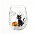 thumbnail image 3 of Halloween Stemless Wine Tumbler, Spooky Haunted House Ghost Black Cat Pumpkin Carriage Glass Cup, Indoor Outdoor Halloween Decorations, Clear Cocktail Drinkware for Party Table Decor Holiday Gift, 3 of 8