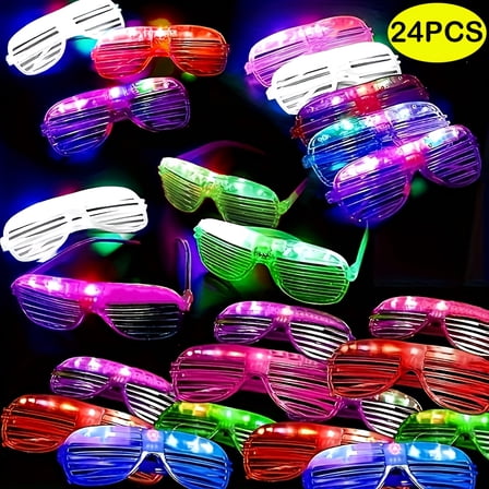 24 PCS LED Glasses, Glow in the Dark Party Supplies Light Up Glasses , Neon Flashing Glasses Glow Party Glow Glasses Bulk Party Pack for Halloween Birthday Wedding Rave Carnival