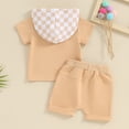 thumbnail image 3 of Bagilaanoe 2pcs Toddler Baby Boy Girl Shorts Set Short Sleeve Checkerboard Print Hooded Tops + Shorts 6M 12M 18M 24M 3T Kids Casual Summer Clothes, 3 of 6