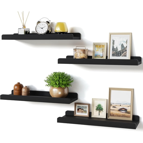 Floating Shelves for Wall Set of Wood Wall Shelves with Lip Rustic Hanging Shelves for Bedroom Bathroom Living Room Kitchen Nursery Display