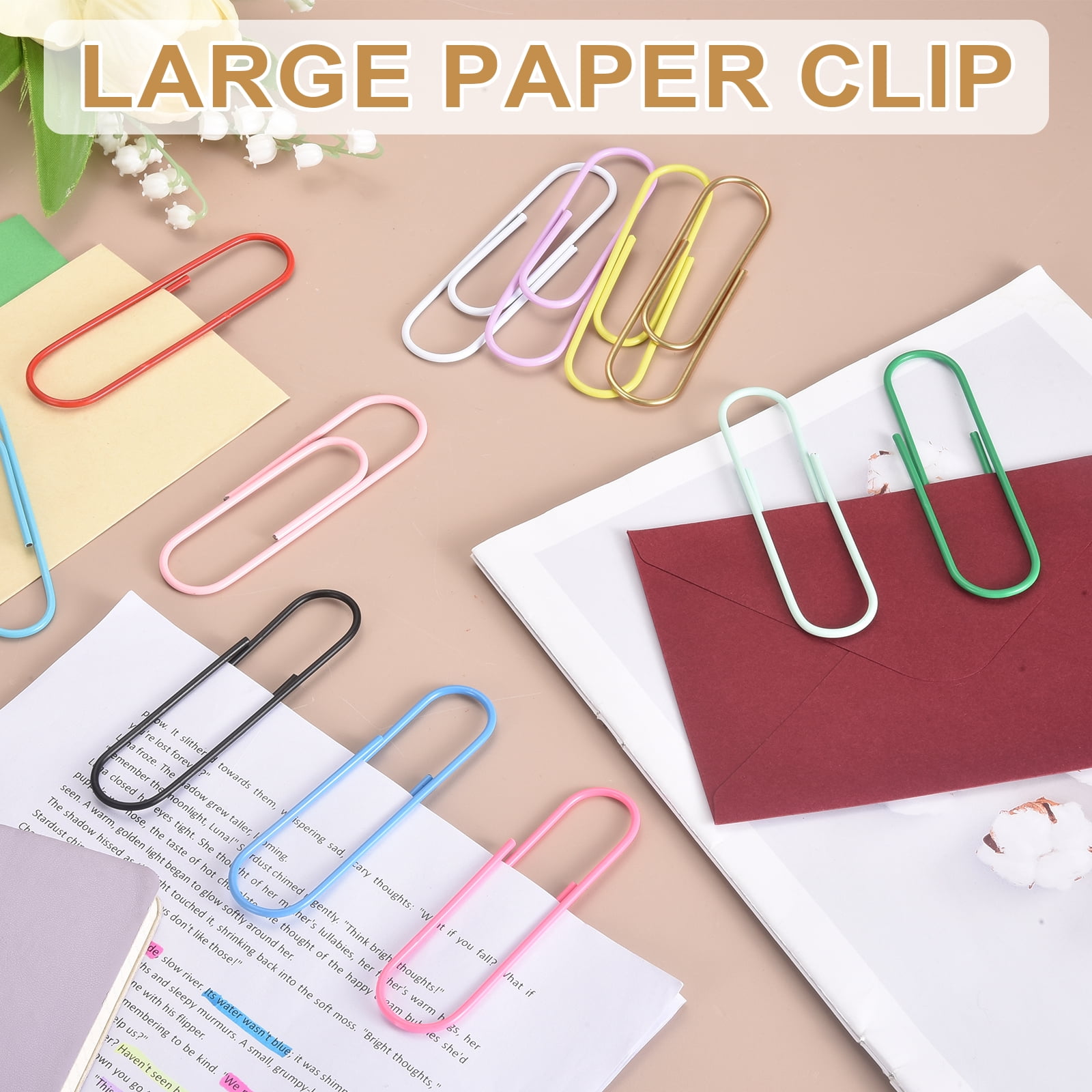 Uxcell 4 Inch Large Paper Clip, 40Pcs Big Paper Clip Metal Giant Extra Large Rust-proof Strong Bulk for Home Office Supplies Organizing Files Document Bookmark, White