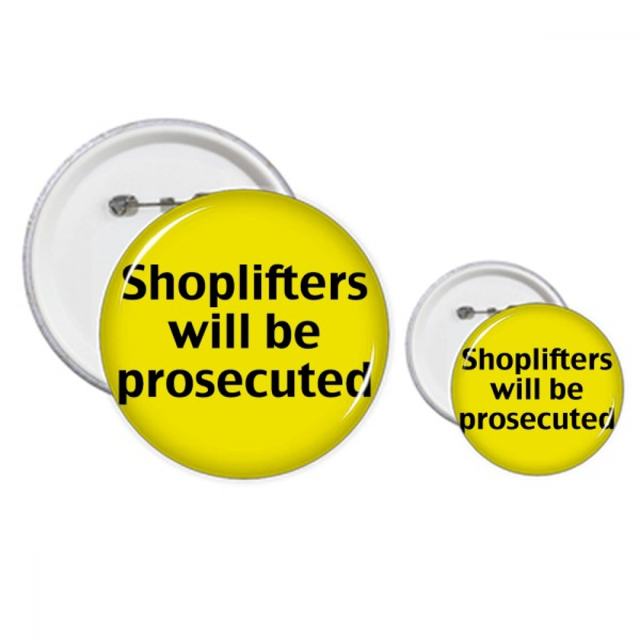 Logo shoplifters serán procesados Insignia insignia botón diseño conjunto