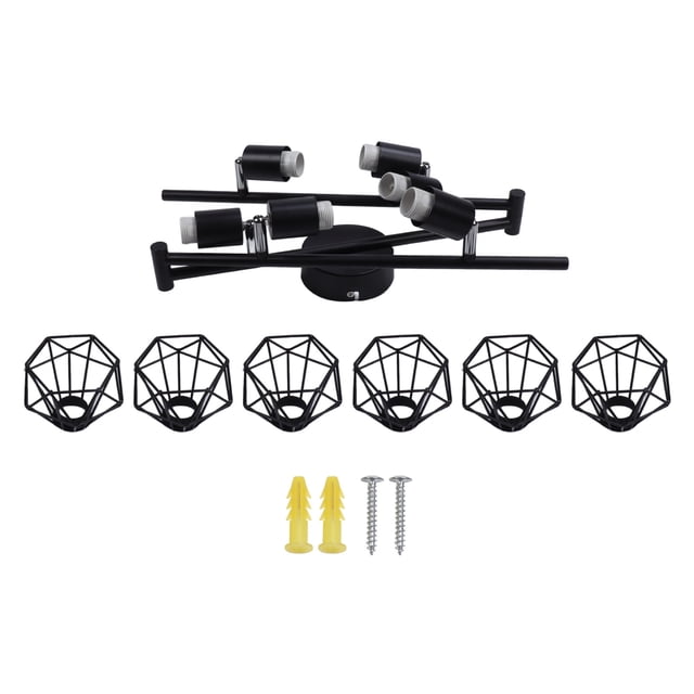 Lámpara de techo giratoria para dormitorio, cocina y pasillo, focos ajustables de 6 posiciones, kit de iluminación de riel de 6 luces de color negro de 85-265 V