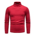 thumbnail image 2 of Men's Sweaters Ribbed Slim Fit Knitted Pullover Autumn Winter Turtleneck Solid Color Sweater Men Red M, 2 of 6