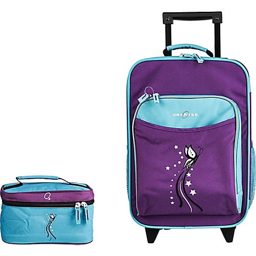 Obersee - Obersee Kids Luggage and Toiletry Bag Set - Turquoise Butterfly