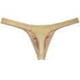 thumbnail image 2 of Botmois Men Gloss Bikini Thong Underwear Elastic Bulge Pouch Underpants Classics Wet Look T-back Gold L, 2 of 3