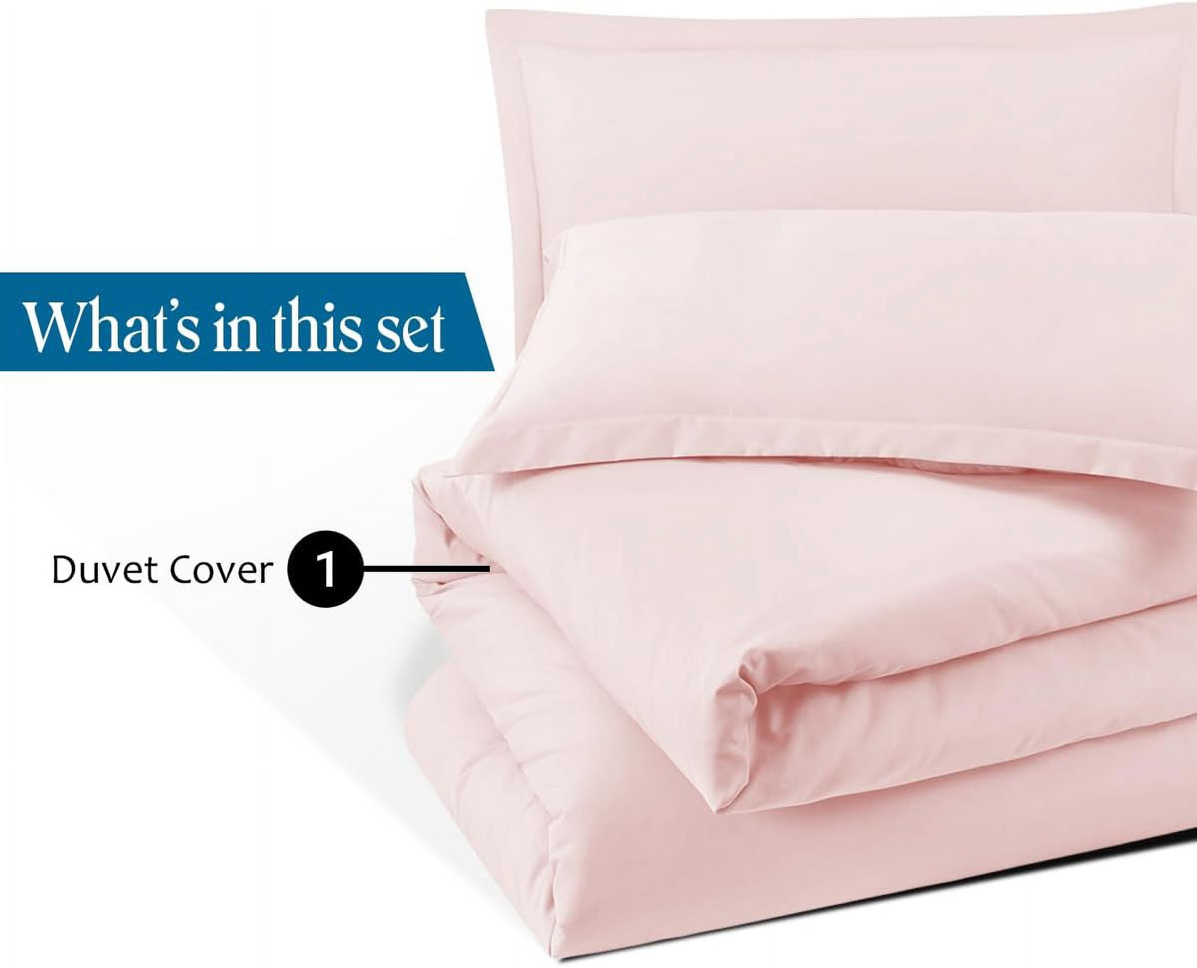 VEGAS HOTEL COLLECTION Classic Egyptian Cotton 1-Piece Duvet Cover { Zippered Closure } 1000 Thread Count- Fabulous Solid Looking Color Blush Pink - Queen Size