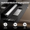 thumbnail image 4 of COLAMY LumiDesk 55" Electric Standing Desk, Dual Motor Whole-Piece Adjustable Sit Stand Desk with Drawer & Outlets, Ergonomic Home Office Computer Desk (Veneer Desktop, Black Oak + Black), 4 of 16