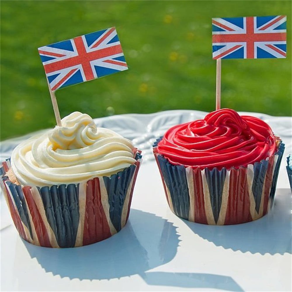 100 Paper Mini Cake Cup Liners Baking Union Jack Cupcake Cases Muffin Holders 