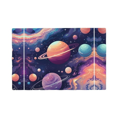 

Table Placemats Set of 6 - Planet Pastel Galaxy 12x18 In Faux Linen Double Heat Resistant Place Mats Cloth Indoor/Outdoor Placemats Washable Table Mats for Dining Kitchen Party