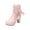 Pink, variant on Tejiojio Waterproof Boots for Women, Fall Winter Lace Bow Tassel Beaded Lorita Thick Heels Women's Short Boots