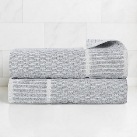 Superior Juno Viscose Cotton Blend Medium Weight Bath Towels, Set of 2, Denim Blue