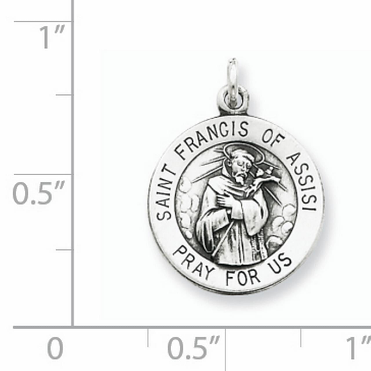 Sterling Silver Antiqued Saint Francis of Assisi Medal