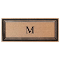 A1HC Natural Coir Flock Monogrammed Door Mat for Front Door, 24x57, Anti-Shed Treated Durable Doormat Outdoor Entrance, Heavy Duty, Thin Profile, Easy to Clean, Long Lasting, Front Door Entry Doormat