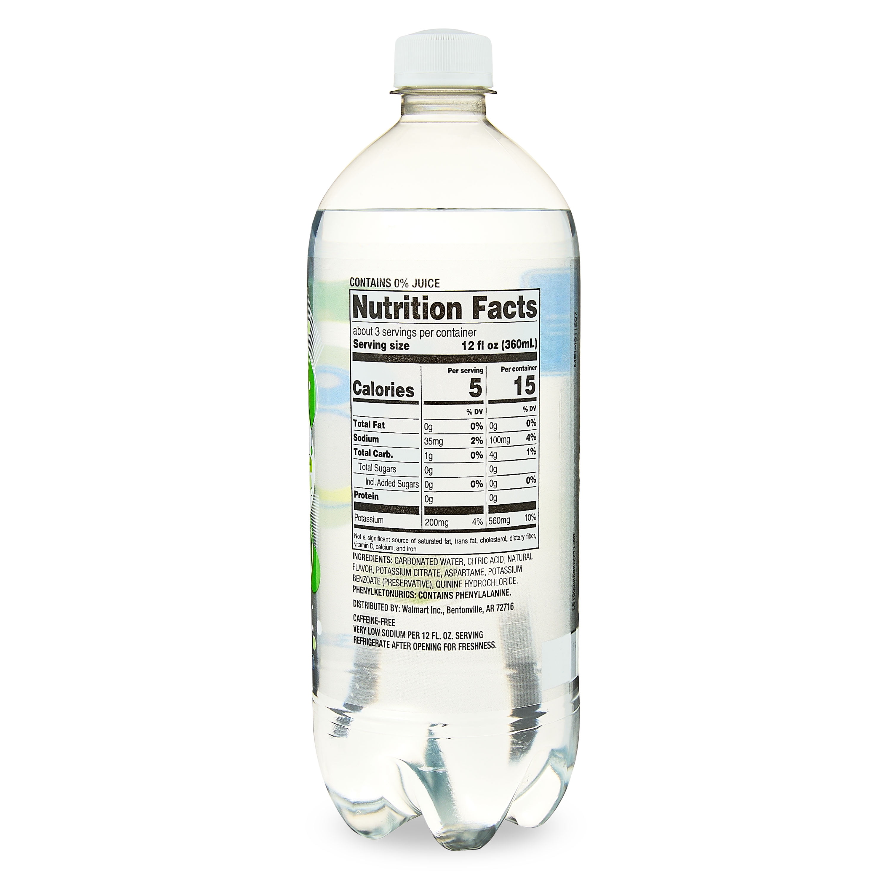 Great Value Diet Lime Tonic Water, 1L Plastic Bottle