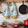 thumbnail image 6 of Sunflower Gnomes Kitchen Towels Set of 2, Summer Botanical Floral Teal Striped Absorbent Dish Towels for Kitchen, Microfiber Hand Towel, Quick Drying Tea Towel for Cleaning Decorative Dishcloths, 6 of 7