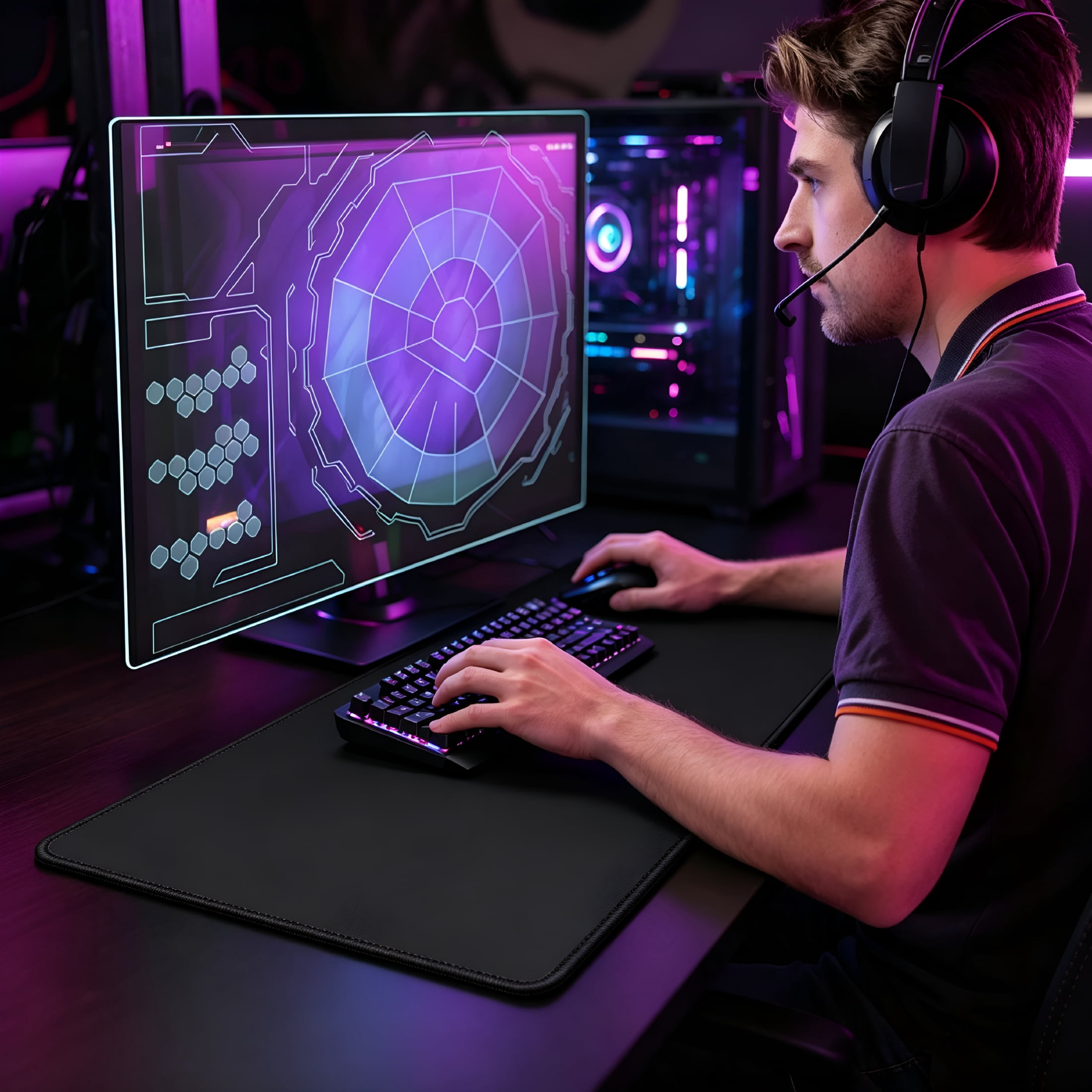 GJX Large Gaming Mouse Pad,Waterproof Extra Large Big Mouse Pad with Stitched Edge,Xxl Non-Slip Black Computer Long Mousepad Desk Mat for Gamer,Office&Home,Black