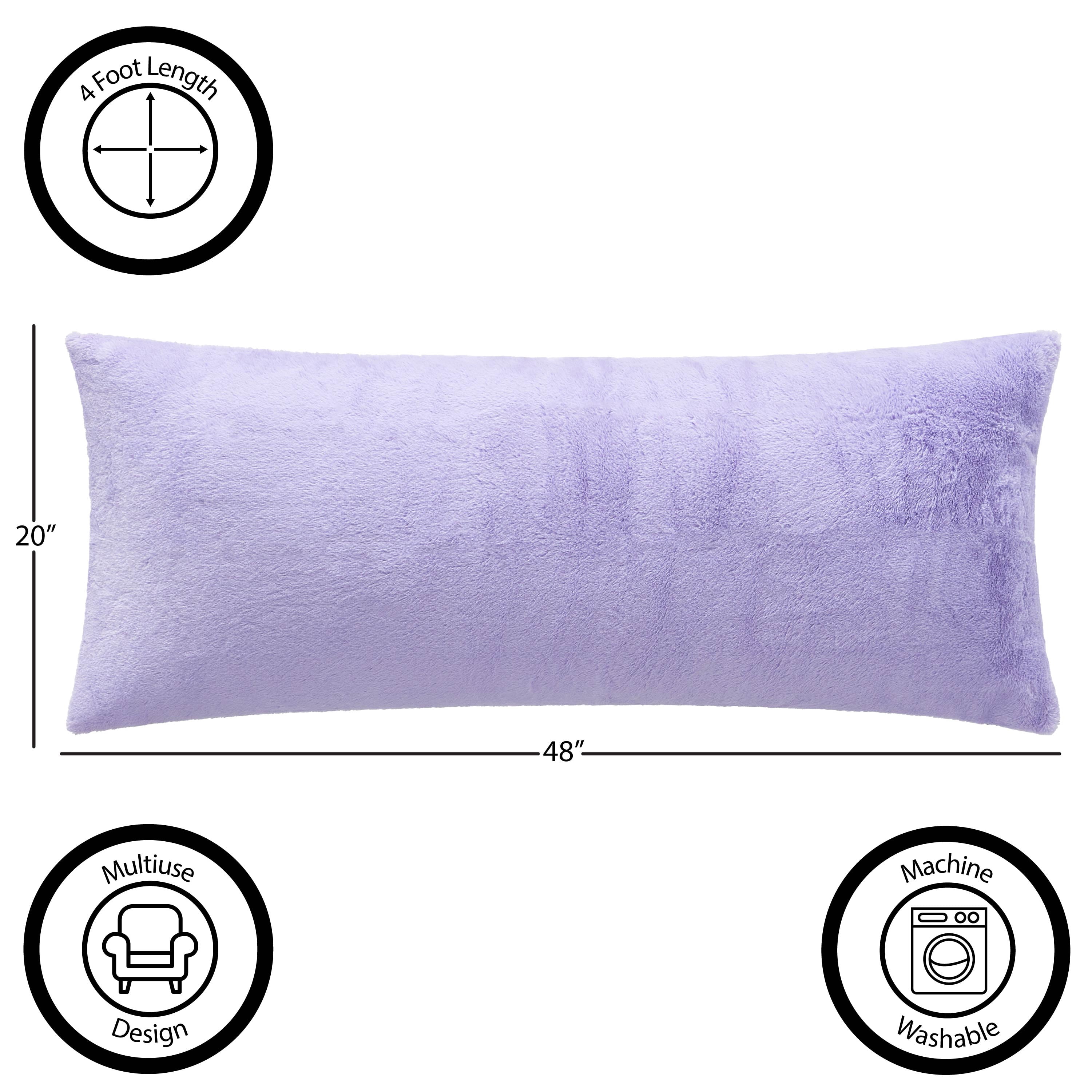 Your Zone Purple Faux Fur 20" x 48" Body Pillow Cover