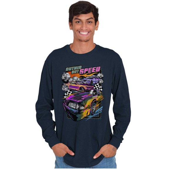 Retro Nuthin but Speed Racecar Sport Plus Size Long Sleeve Graphic Tee Shirt Brisco Brands 2X