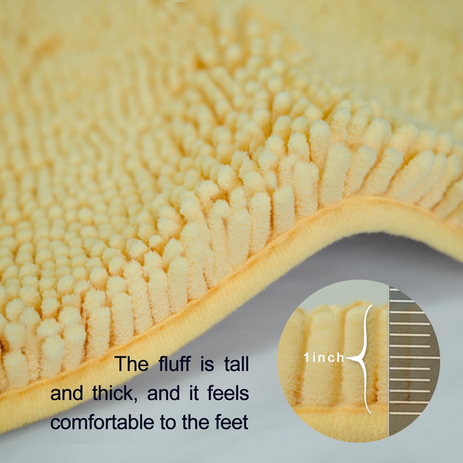 Bathroom Rug Set, 2 Piece Chenille Bath Mat, Ultra Soft Absorbent, Antiskid, Washable, Beige (20x32+16x24 inch)