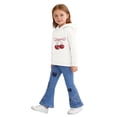 thumbnail image 3 of SGFCWSX Girls 2-Piece Outfit, Graphic Hoodie and Heart Flared Denim Jeans, Casual Daily Trendy Clothing Set for Kids White Size 6-7 Years, 3 of 8