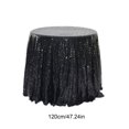 thumbnail image 3 of Beautynvta Sequin Tablecloth, 47.24''x47.24'' Round Sequin Tablecloth, Glitter Table Cover for Wedding Party Birthday Decoration, Black, 3 of 6
