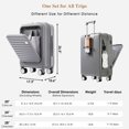 thumbnail image 7 of Front Opening Carry-On Luggage Set of 3, 20, 24, 28inch ABS Hardshell Versatile Combo Suitcase Set with USB Port and Cup Holder, Grey-Blue, 7 of 7