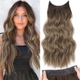 thumbnail image 1 of Extensiones de Cabello de Alambre Invisible con Diadema Transparente Tamaño Ajustable 4 Clips Seguros Peluquín de Alambre Secreto Largo Ondulado de 16 Pulgadas Rubio Ceniza Sucio Ombré para Mujeres, 1 of 7