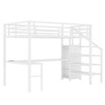 thumbnail image 6 of Harper & Bright Designs Full Size Metal Loft Bed with L-shaped Desk and Wardrobe, High Loft Bed with Adjustable Shelf and LED, Off White, 6 of 13