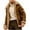 Brown, variant on Mens Faux Leather Bomber Jackets Sherpa Fleece Lined Trucker Jacket Vintage Winter Warm Coats Military Cargo Trucker Aviator Jacket Outwear