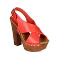 thumbnail image 1 of Breckelles CC16 Women Leatherette Open Toe Criss Cross Slingback Platform Chunky Heel Sandal, 1 of 5