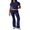 Navy Blue, variant on LYMAYTER Casual Outfits for Women Cozy 2 Piece Lounge Set Short Sleeve Crop Top Fold Over Flare Pants
