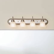 Kichler 30 4 Light Brushed Nickel Vanity Light with Satin Etched Glass Shades