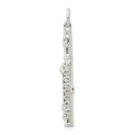 925 Sterling Silver Flute Necklace Charm Pendant Musical