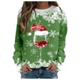 thumbnail image 2 of TIMIFIS Chandail en Molleton Oversize de Noël pour Femmes Décontracté Mignon Verre de Vin Rouge Flocon de Neige Imprimé Col Rond Pull Cadeaux pour Noël, 2 of 4