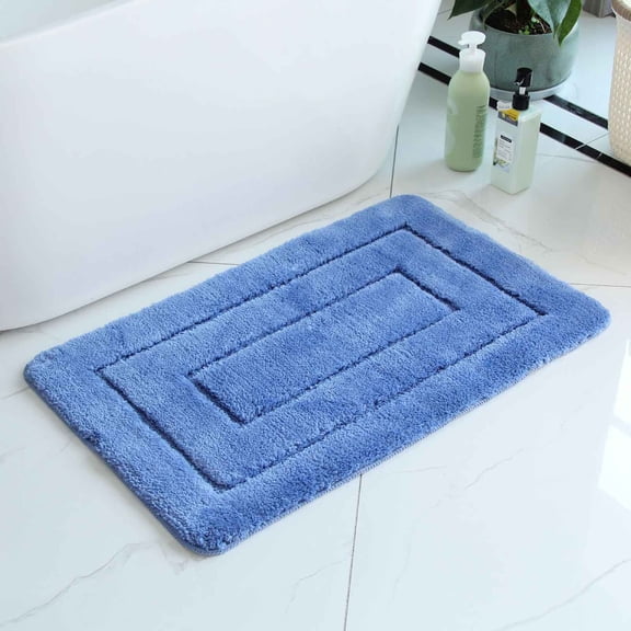 Tuvgenk Blue Bathroom Rug Non Skid Bath Mat for Floor Water Absorbing Fade Resistant Easy To Clean Quick Dry Bathroom Floor Rug