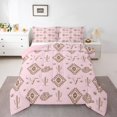 thumbnail image 2 of jejeloiu Pink Western Cowgirl Theme Full Size Comforter Sets Kids,Aztec Geometric Print Bedding Sets For Girls,Reversible,3-Piece, 2 of 8