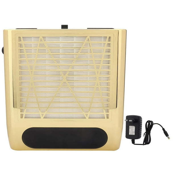 Aspirador para uñas con colector de polvo de 80 W y succión potente para decoración de uñas (dorado)