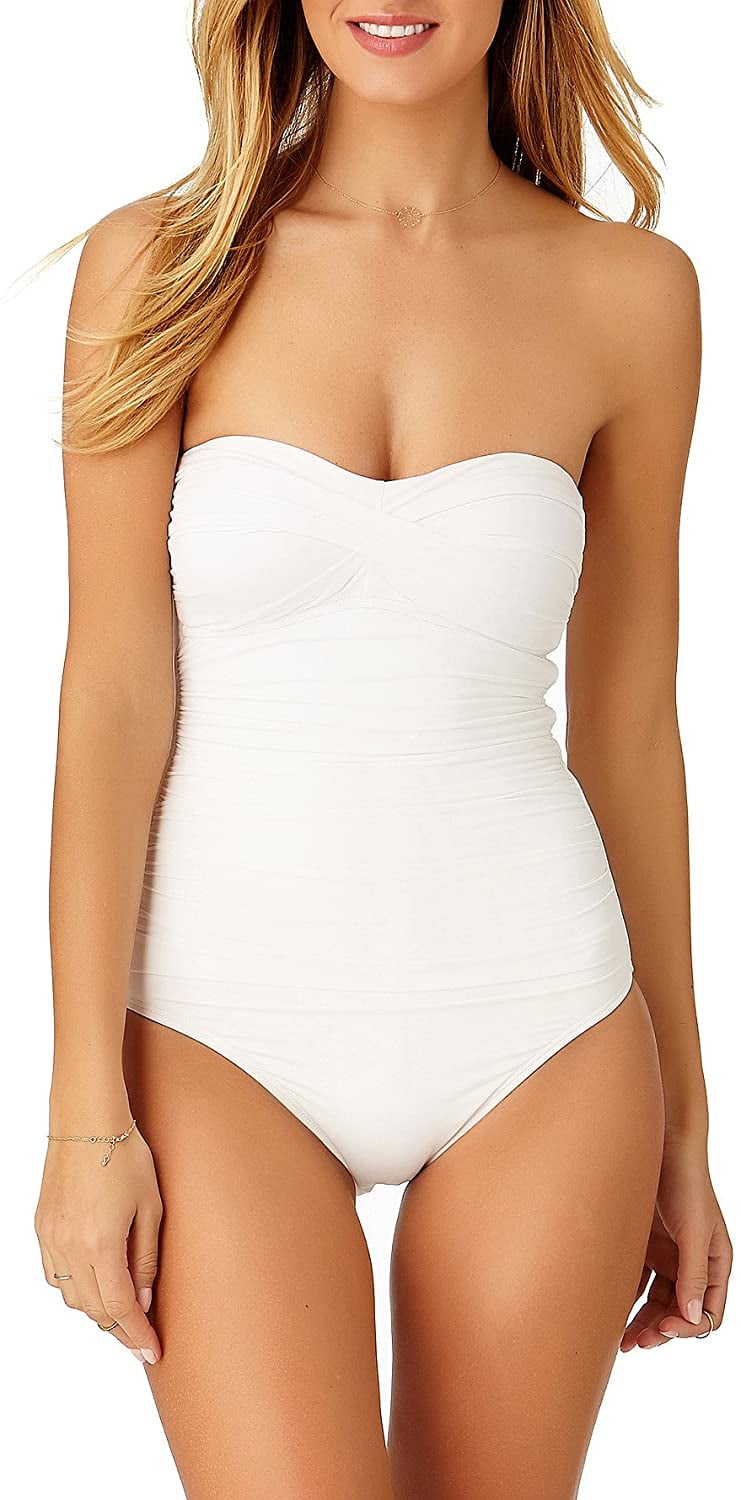 anne cole women's twist front shirred one piece swimsuit