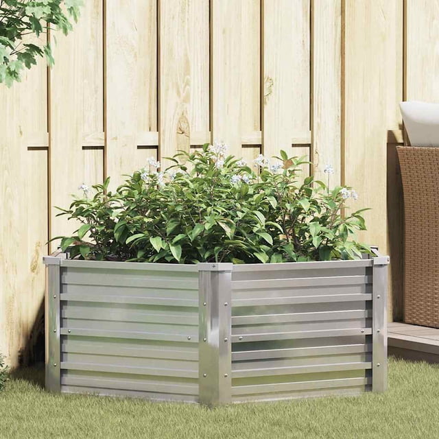 vidaXL Jardin Surélevé 129x45 cm Acier Galvanisé Argent