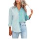 thumbnail image 1 of Cárdigan Para Mujer Raya Contraste Impresión Manga Larga Camisa de Un Solo Pecho Solapa Top Odeerbi  ODB184835, 1 of 8