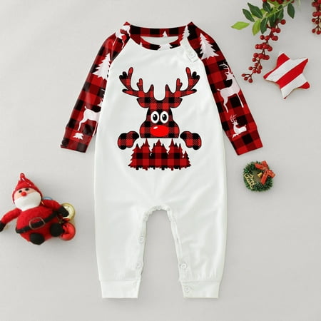 

ERTUTUYI Family Pajama Set Christmas Plaid Print Homewear Baby Style White 100