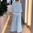 thumbnail image 4 of Inleife Two Piece Sets for Women Spring And Summer Women Elegant Solid Casual Short Sleevele Round-Neck Blouses Shirts Long Pant Sets Light Blue Sizes M, 4 of 6