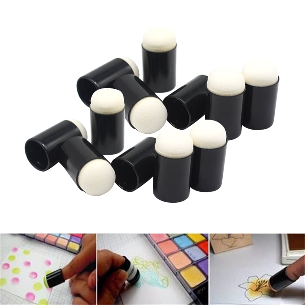Black 40PCS/Set Painting Craft Set Finger Paint Drawing Sponge Foam Finger Chalk Ink Sponge Finger Daubers Stamping Art Tools 