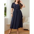 thumbnail image 2 of Vestido, Vestido de talla grande para mujer Vestido casual de cintura alta elástico de manga corta Abanopi 3X-grande, 2 of 7