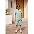 thumbnail image 3 of Arshiner Boy's 2 Pieces Linen Set Casual Henley Shirts Short Sleeve Beach Shorts Summer Shorts Outfits, 3 of 8