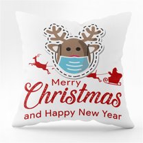 Hwkond Pillow Cases Standard Size Christmas Pillowcase Santa Claus Mask Christmas Tree Snowflake Peach Printed Sofa Pillowcase,(Up to 25% Off)MulticolorA