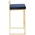 thumbnail image 3 of Fuji Contemporary-Glam Stackable Counter Stool In Gold With Blue Velvet Cushion - Set Of 2, 3 of 7