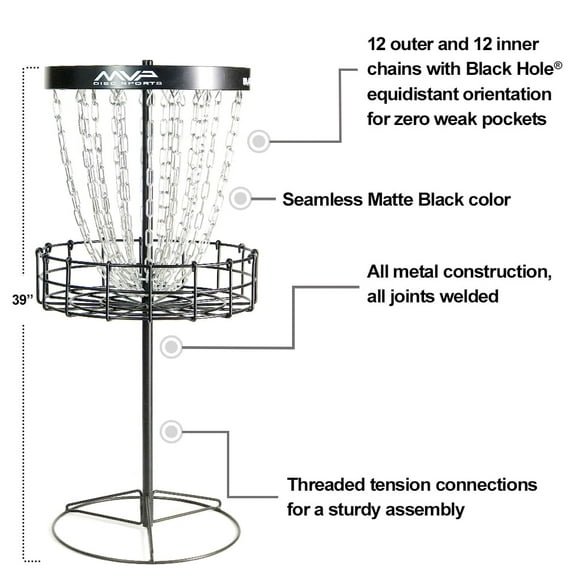 MVP Disc Sport Black Hole Macro 24 Chain Disc Golf Basket